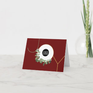 Joy Business Logo Happy Holidays Wine red Holiday Card