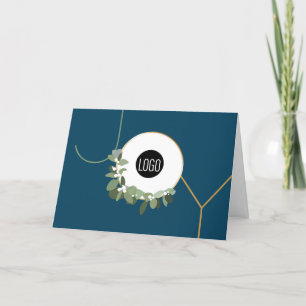 Joy Business Your Logo Happy Holidays Blue Holiday Card