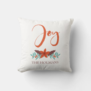 Joy Calligraphy Custom Holiday Photo Double-sided Cushion