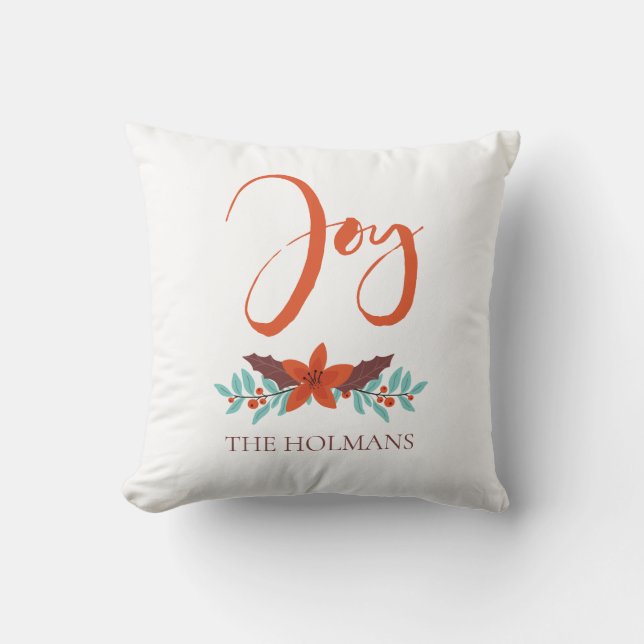 Joy Calligraphy Custom Holiday Photo Double-sided Cushion (Front)