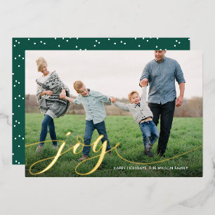 Joy Calligraphy Script Photo Foil Holiday Card
