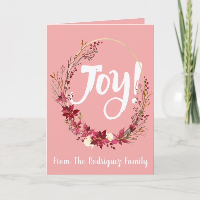 Joy Card With Poinsettias (Front)