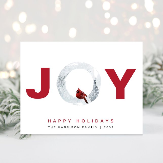 Joy Cardinal Watercolor Christmas Holiday Card (Creator Uploaded)