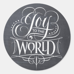 JOY Chalkboard Christmas Calligraphy Lettering Classic Round Sticker