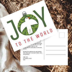 JOY Charming Dove Christmas Ornament Xmas Holiday Postcard