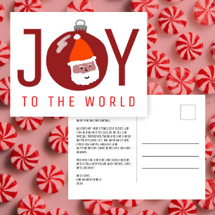 JOY Charming Santa Christmas Ornament Xmas Holiday Postcard