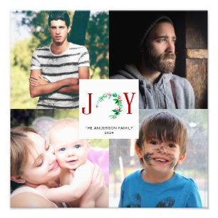 Joy Christmas 4 Photo Collage Family Pictures Print