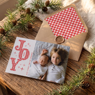 Joy Christmas and New Year Holiday Photo Card