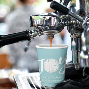 Joy Christmas Beach Party Custom Paper Cups