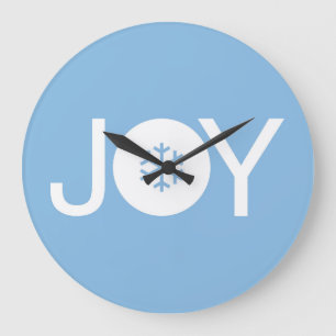 Joy Christmas Blue Large Clock