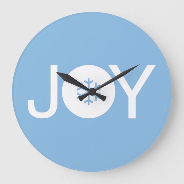 Joy Christmas Blue Large Clock (Front)