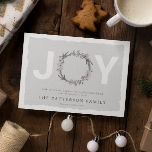 'JOY' Christmas Botanical Wreath Holiday Card