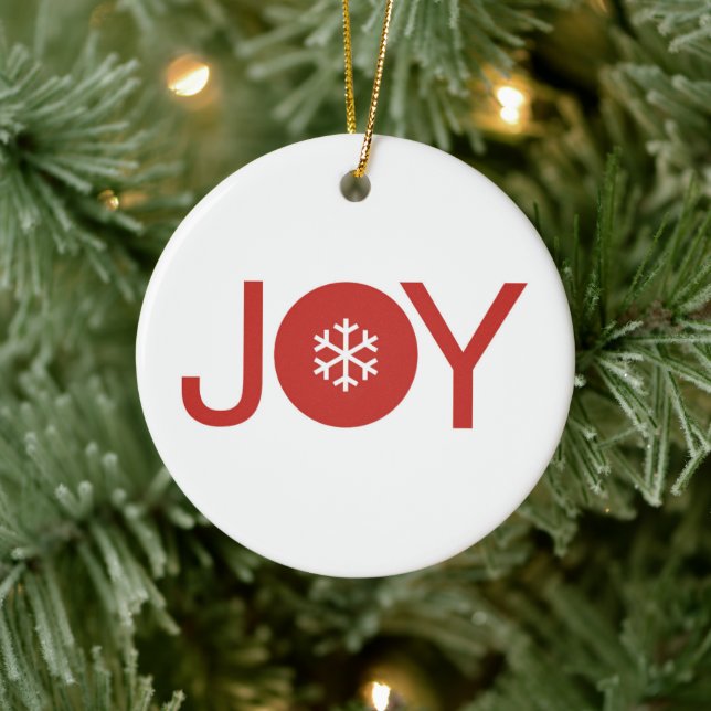 Joy Christmas Ceramic Ornament (Tree)