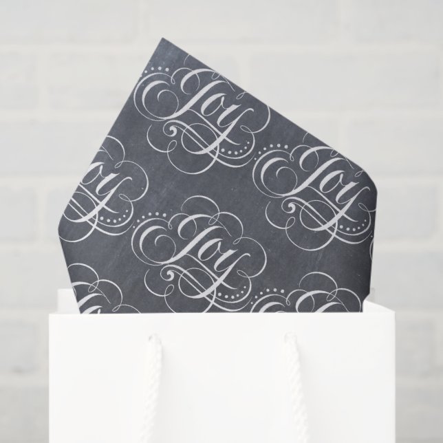 Joy - Christmas Chalkboard Calligraphy Lettering Tissue Paper (Gift Bag)