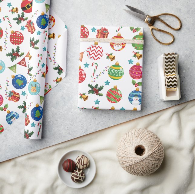 Joy Christmas, Christmas-Ball-Ornament pattern Wrapping Paper (Crafts)