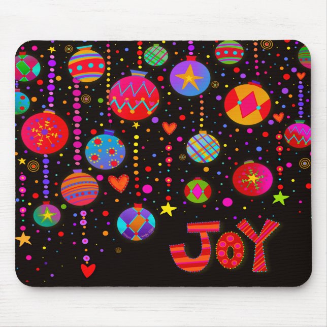 Joy Christmas Colourful Ornaments Inspirivity Mouse Mat (Front)