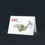 Joy Christmas Dolphin Porpoise of Life Holiday Card<br><div class="desc">This cartoon dolphin has a holiday wreath on for Christmas. Card reads "Joy" on front. Inside "... it's the porpoise of life". Then: "Wishing you an ocean of deep delights " and finally, "Happy Holidays!". There is also another small image of a porpoise in the lower right hand corner. All...</div>