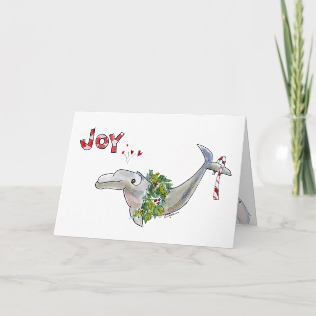 Joy Christmas Dolphin Porpoise of Life Holiday Card (Front)