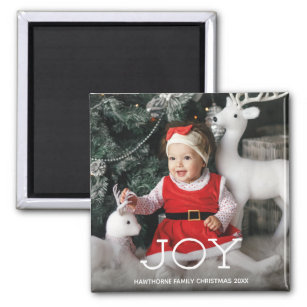 "JOY" Christmas elegant luxury Custom Photo + Text Magnet