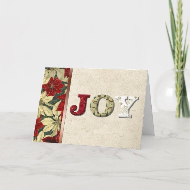 JOY Christmas Fabric Holiday Card (Front)