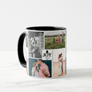 Joy Christmas Family Photo Collage Mug
