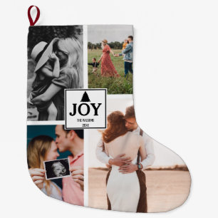 Joy Christmas Family Photo Collage Xmas Large Christmas Stocking