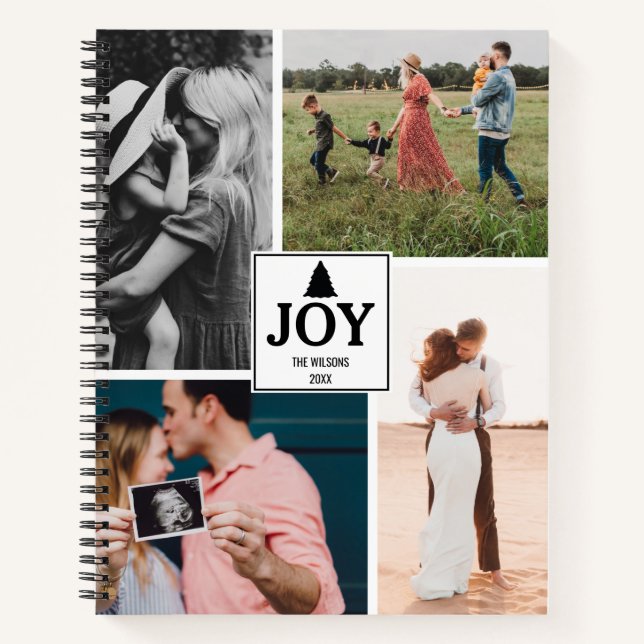 Joy Christmas Family Photo Collage Xmas Notebook (Front)