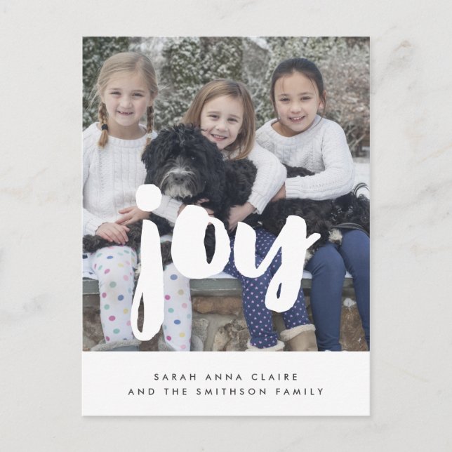 Joy Christmas family photo holiday Postcard (Front)