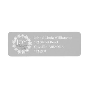 JOY Christmas Family Silver Grey White Snowflake