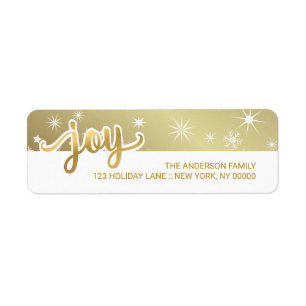 Joy Christmas Faux Gold Foil Hand Script Address