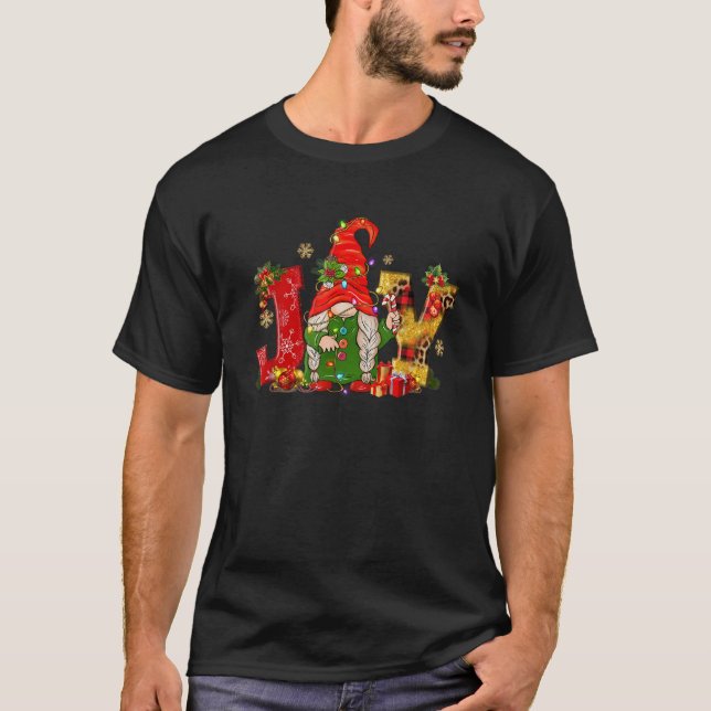 Joy Christmas Gnome Merry Xmas Holiday Winter Red  T-Shirt (Front)