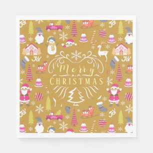 Joy Christmas Gold Napkin