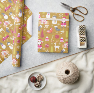 Joy Christmas Gold Wrapping Paper