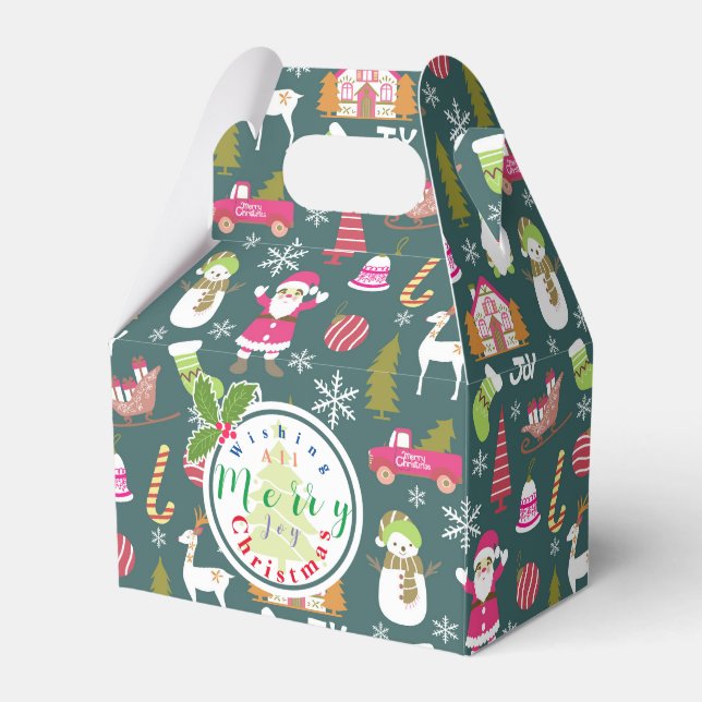 Joy Christmas Green Favour Box (Front Side)