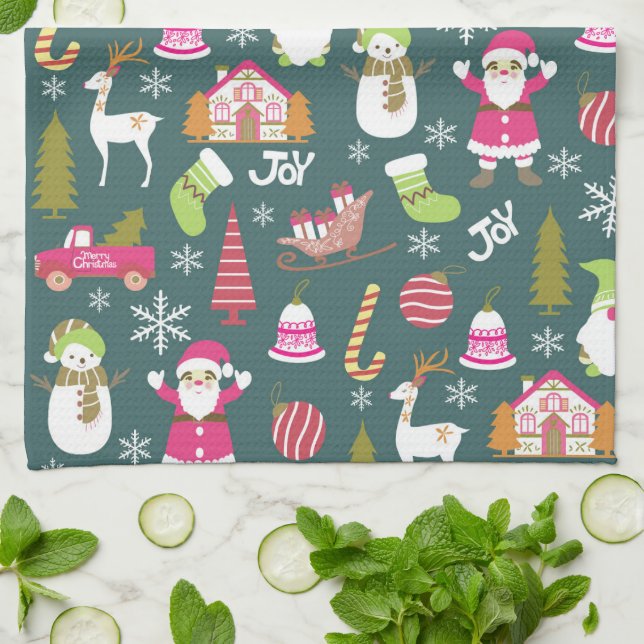 Joy Christmas Green Tea Towel (Folded)