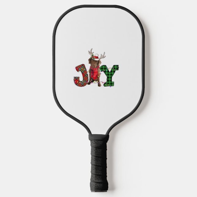 Joy Christmas Lights Chesapeake Bay Retriever Dog  Pickleball Paddle (Front)