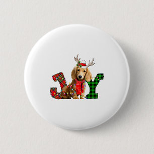 Joy Christmas Lights Long Haired Dachshund Dog San 6 Cm Round Badge