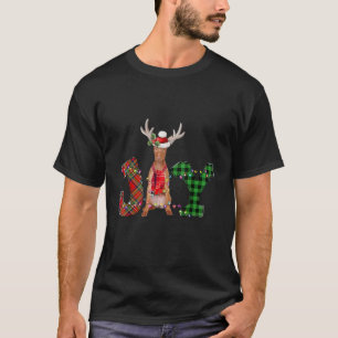 Joy Christmas Lights Pharaoh Hound Dog Santa Hat P T-Shirt