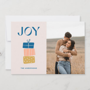 JOY Christmas   Modern Cheerful Festive Photo Holiday Card