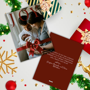 Joy Christmas Newborn Baby Photo Card