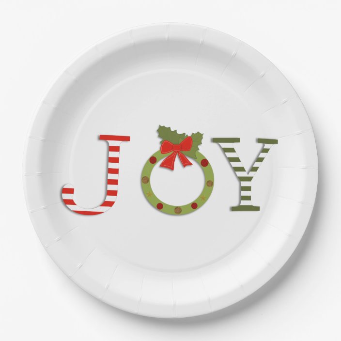 Joy Christmas Paper Plate Zazzle.co.uk
