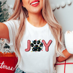 Joy Christmas Paw Print T-Shirt