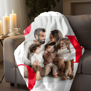 JOY Christmas Personalised Family Photo Holiday Fleece Blanket