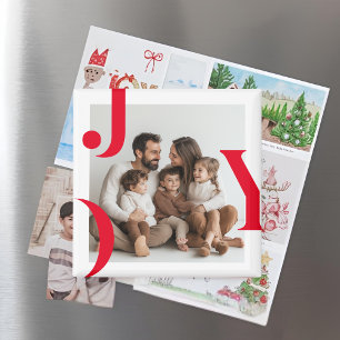 JOY Christmas Photo Personalized Holiday Magnet