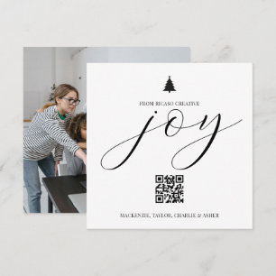 Joy Christmas Photo QR Code Personalised Business Holiday Card