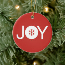 Joy Christmas Red Ceramic Ornament