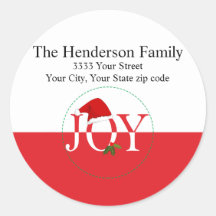 Joy Christmas Return Address Labels