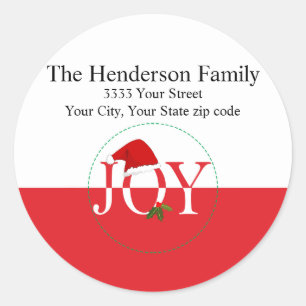 Joy Christmas Return Address Labels