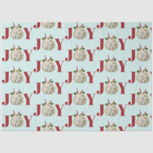Joy Christmas Sand Dollar Holly Berries Coastal Tissue Paper