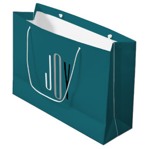 Joy Christmas Teal Grey White Black Modern Custom Large Gift Bag